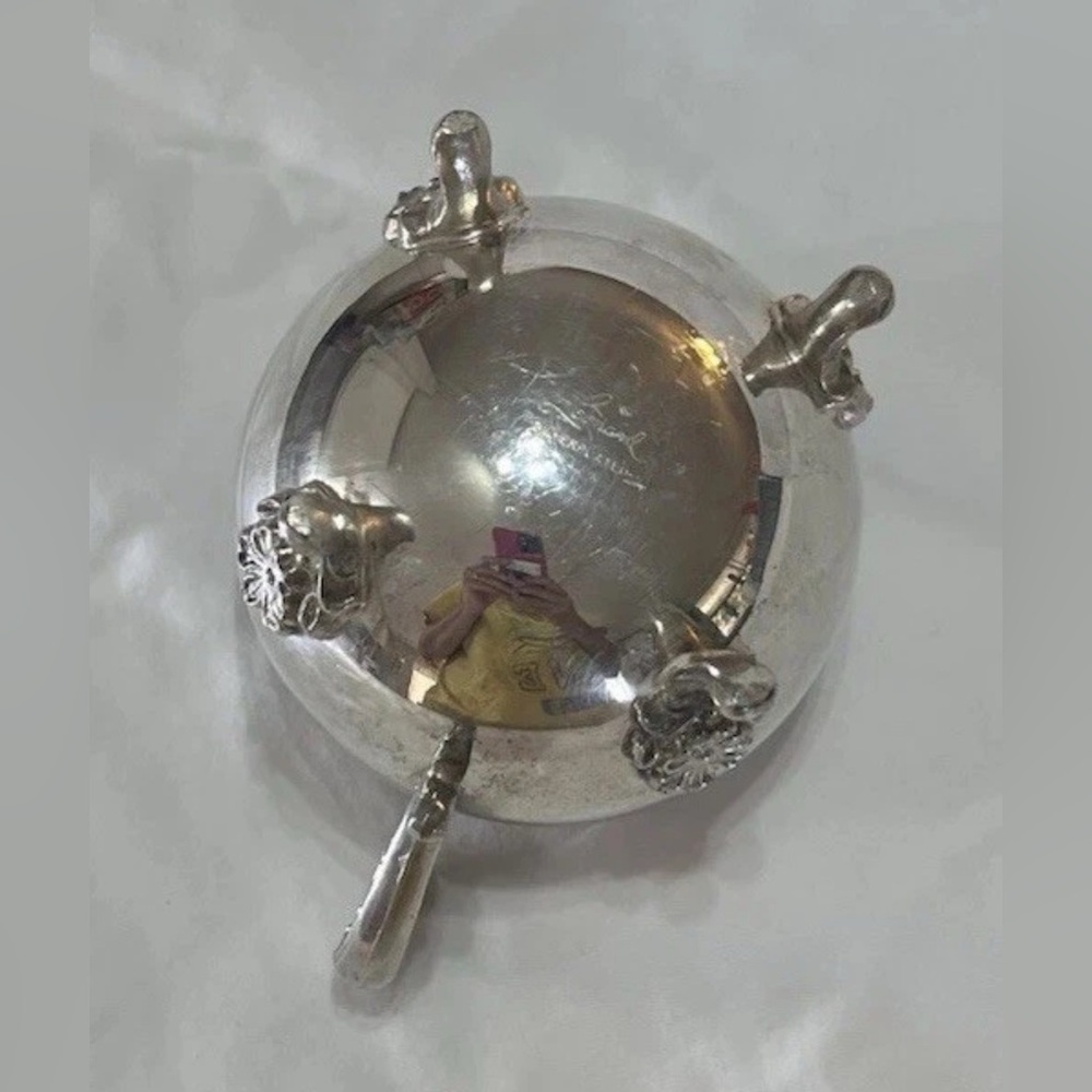 Vintage Leonard Silver Plated Footed Creamer Detailed Floral 3.25" Tall - Picture 5 of 8